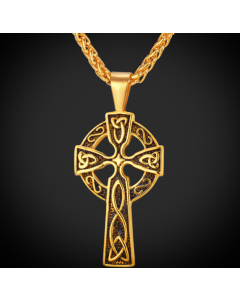 U7 Gold Color Stainless Steel Triquetra Viking Triple Horn Of Odin Jewelry Fashion Cross Irish Knot Men Necklace & Pendant P754