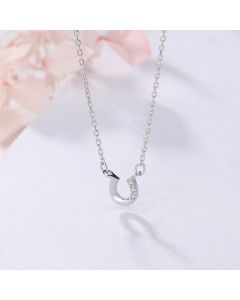S925 Sterling Silver U-Shaped Micro Inlaid Pendant, Clavicle Chain