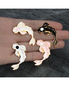 Four-color Good Luck Koi Alloy Oil Drip Accessories Brooch