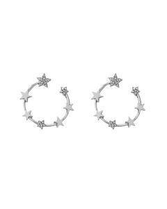 Creative Star Moon Hypoallergenic Silver Needle Girly Semicircular Earrings