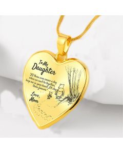 Mom And Daughter Winnie The Pooh Peach Heart Pendant Necklace