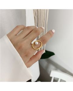 Adjustable Pearl Light Luxury Gold Plated Ring