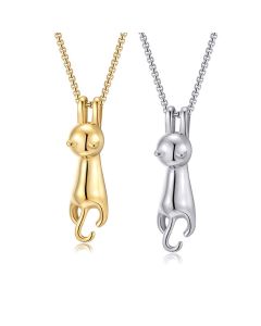 Cat Necklace Pendant Titanium Steel Necklace Peeping Cat