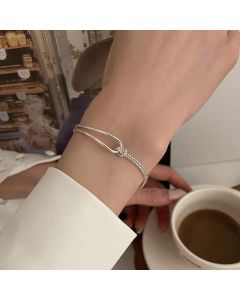 Women's 925 Sterling Silver Stitching Asymmetric Bracelet