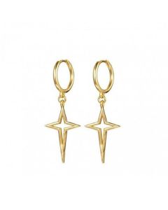 Minimalist Geometric Cross Star Trendy Silver Earrings