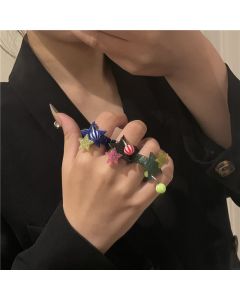 Glitter Ball Five-pointed Star INS Wind Ring Girl