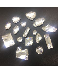 Crystal Glass K9 Hand Sewn Drill Special-shaped Flat Bottom Double Hole Transparent