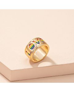 Temperament Fashion Large Ring Trend Rainbow
