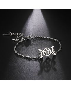 Simple Double Crescent Pentagram Bracelet