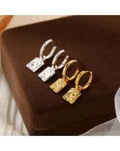 Ear Clip Special-interest Design Water Drop Square Earrings