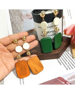 Vintage geometric wooden earrings