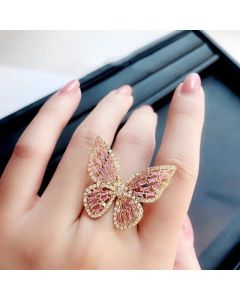 Micro-set zircon butterfly ring