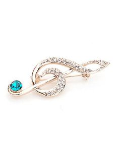 Gold-plated Diamond Music Symbol Brooch