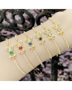 Women's Colored Zircon Love Bear Bracelet