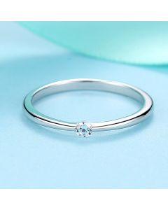 Fashion Simple Single Diamond S925 Silver Ring