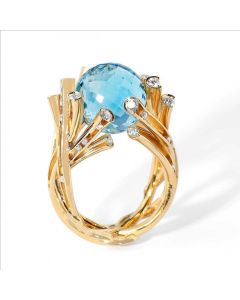 Hot Selling Jewelry New Exaggerated Atmosphere Blue Square Ring