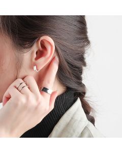 Glossy Geometric Round Square Earrings
