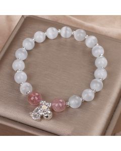 Natural Opal Strawberry Quartz Beaded Bracelet