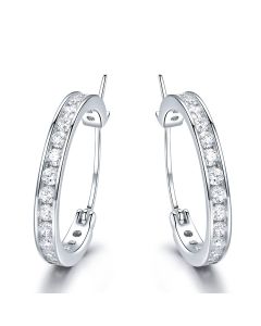 With Diamonds And Silver Hoop Earrings Simple And Versatile Earrings
