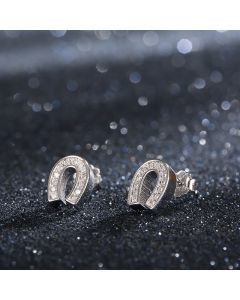 S925 sterling silver U-shaped diamond earrings