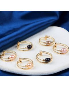 Freshwater Pearl Double Ring Vintage Fashion Ornament