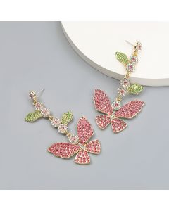 Alloy Diamond Acrylic Butterfly Earrings