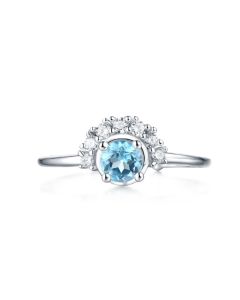 Swiss Blue Topa Ring With Heavy Silver And Gold Plating