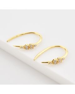 S925 Sterling Silver Zircon Piercing Earrings Ear Studs