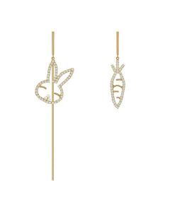 Asymmetrical Stud Earrings Golden Rabbit Carrot Earrings