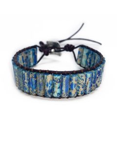 Colorful Imperial Stone Woven Monolayer Leather Bracelet