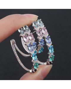 Simple Glass Stone Earrings Wild Zircon Long