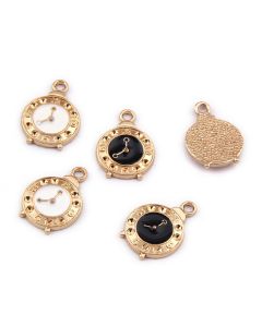 Plating KC gold Alarm Clock Dripping Alloy Pendant