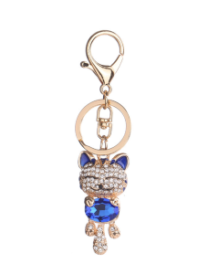 Fashion Enamel Lucky Cat Crystal Keychain Alloy Keyring For Women Party Gift Key chains