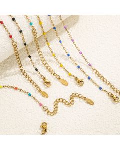Oil Dripping Bracelet Ins Niche Design Stainless Steel Enamel Cross Chain