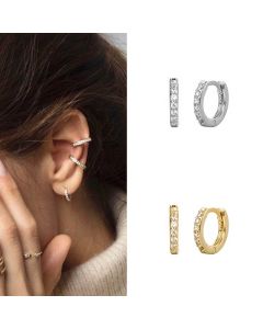S925 Sterling Silver Geometric Round Micro-Set Earrings