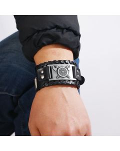 Vintage Woven Wide Leather Bracelet Minimalist