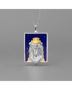 Collie Dog Portrait Pendant In Sterling Silver With Artificial Lapis Lazuli