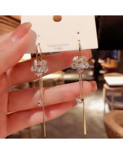 Crystal Flower Earrings Female Tassel Earrings