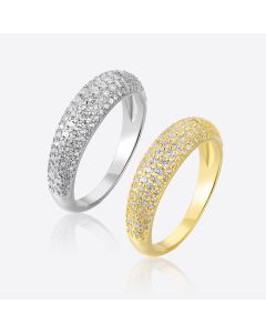 S925 Silver Cuban Multi-row Rhinestone Ring