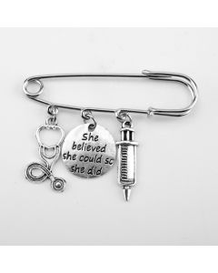 Creative Personality Syringe Syringe Nurse Hat Stethoscope Pin Brooch
