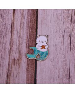 Blue Cute Fantasy Mermaid Cat Badge Jewelry Accessories