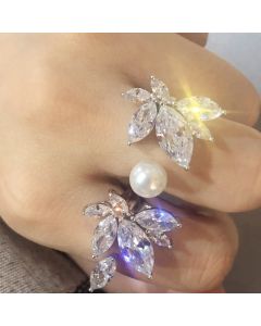 Water Drop Open-end Pearl Ring Female