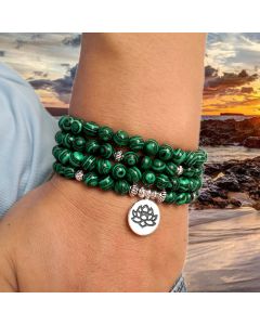 Lotus Malachite Yoga Beads Green Bracelet