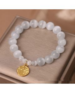 Opal Bracelet Niche High Sense Single Circle Fu Character Tag All-matching