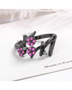Black Gold Branch  Ring With Zirconium Diamonds