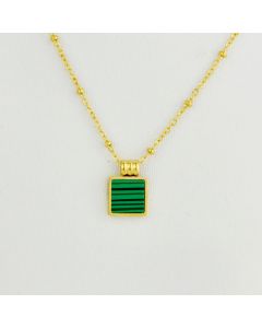Simple Emerald Malachite Titanium Steel Necklace
