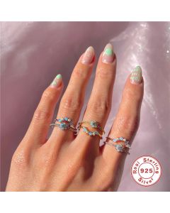 S925 Sterling Silver INS Style Creative Personalized Mini Buttercup Flower Ring