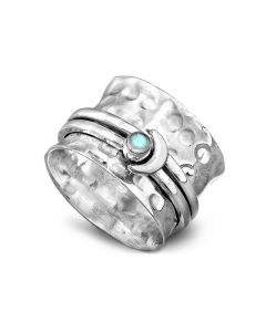 Ornament European And American Simple Moon Zircon Rotatable Ring Decompression Anxiety Ring Female