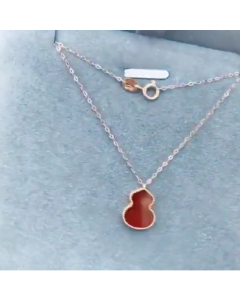 18k Gold Necklace Women's Classic Summer Adjustable Carnelian Clavicle Chain