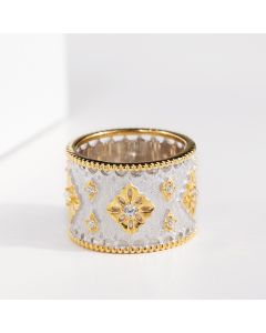 Silver Gold-plated Ring Zircon Vintage Dichroic Salad